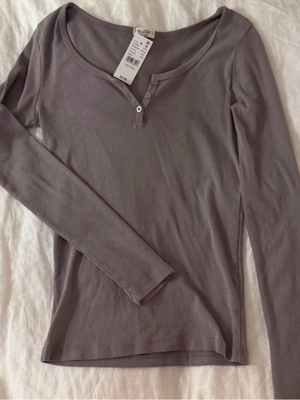 brandy melville/J Galt zelly long sleeve top in charcoal grey